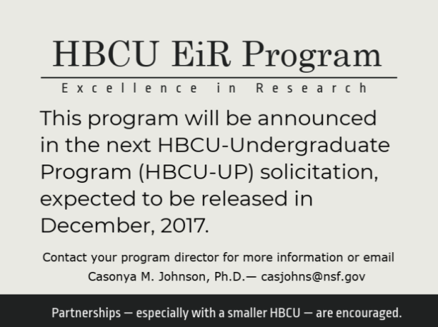 HBCU EiR announcement expected to be released in December